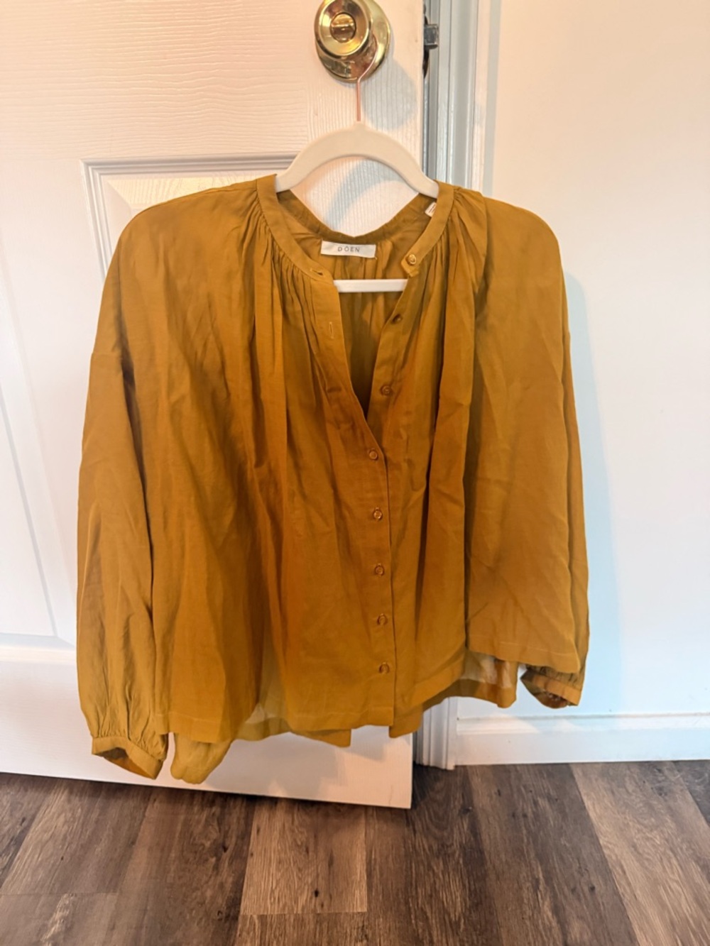 Doen Mustard Button-Front Blouse